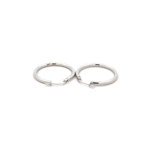 18K White Gold Earrings Hoops Loops 1.35 grams - Picture 3 of 9
